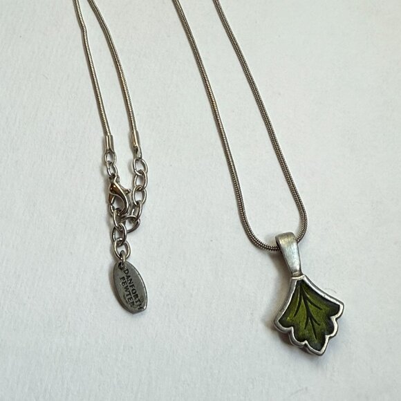 Danforth Pewter Necklace Simple Charm and Chain - Leaf  Botanical Plant Gift - Picture 1 of 4